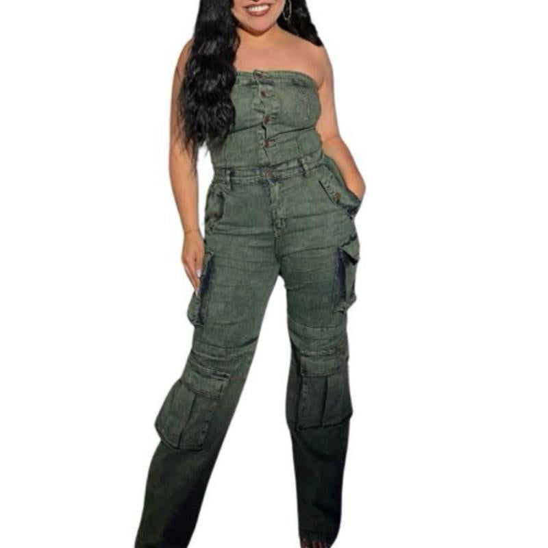 Joanna Abstract Print & Wash Fitted Sleeveless Strapless Jumpsuit for Women'S Wear Overalls Womenswear Elegant Everyday