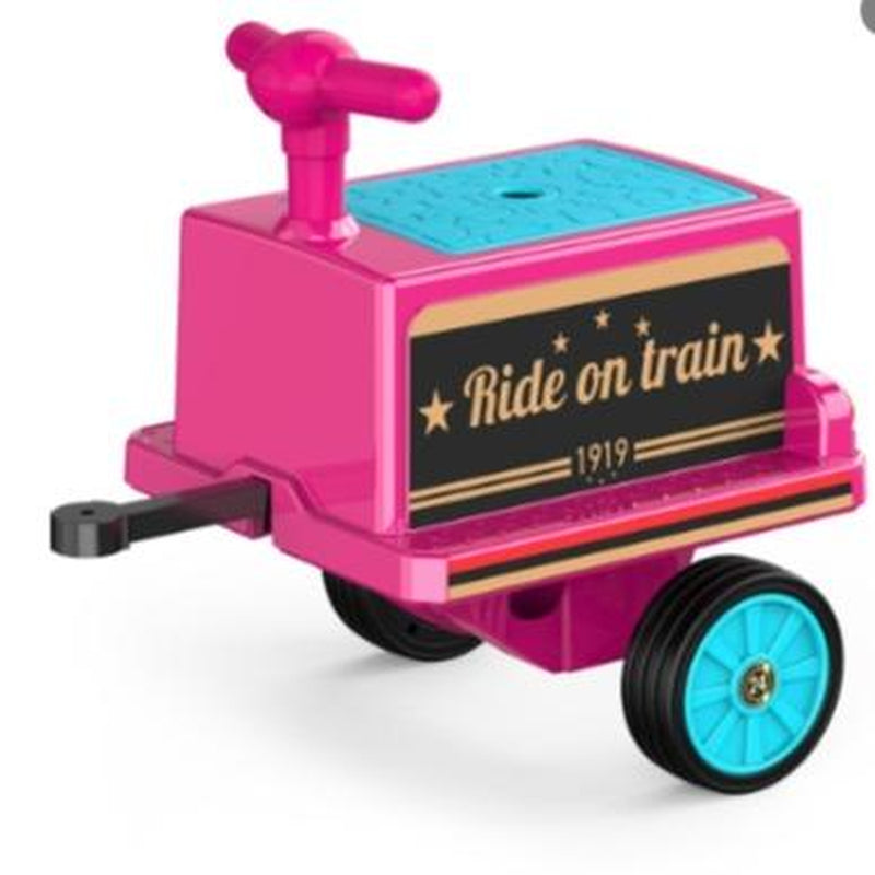 ANPABO 2-Seater Ride on Train Trackless, 12V Ride on Toy with Height-Adjustable Seat, Extra Storage, Headlight, Train Whistle & Music, Electric Car for Kids 3+ (Carriage Not Included)