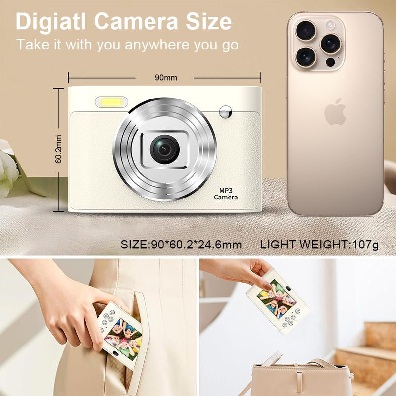World'S Best 44MP 1080P MP3 Digital Camera with 8X Zoom - Compact Camera for Teens and Beginners Camera Popsnap Digital Camera Kamera Affordable Camera