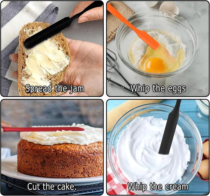 3Pcs Jar Spatula - Silicone Jar Spatula Heat Resistant Kitchen Spatulas with Long Handle - Jam Spreader Cake Cream Butter Spatulas Mixing Batter Scraper for Jars Baking Cake Icing