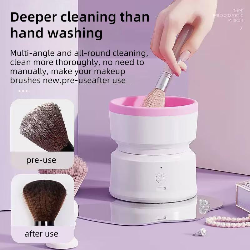 Rechargeable & Electric Makeup Brush Cleaning Machine, 1 Count Silicone Brush Cleaner, Beauty Blender Cleaner for Makeup Brushes,Molded Brush Cosmetic Foundation Handle Storage Cleansing