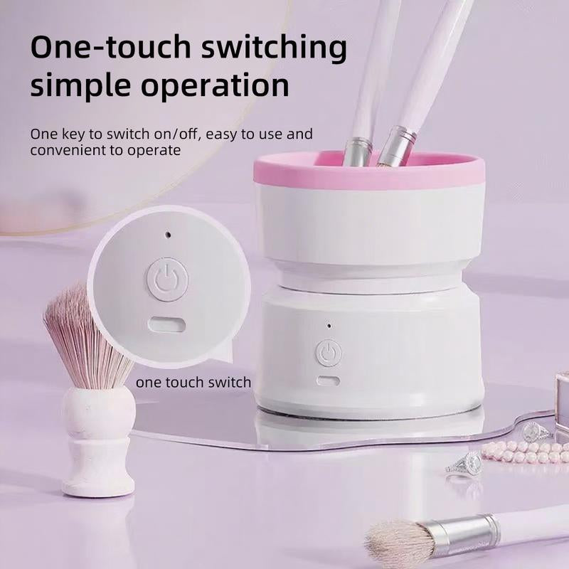 Rechargeable & Electric Makeup Brush Cleaning Machine, 1 Count Silicone Brush Cleaner, Beauty Blender Cleaner for Makeup Brushes,Molded Brush Cosmetic Foundation Handle Storage Cleansing