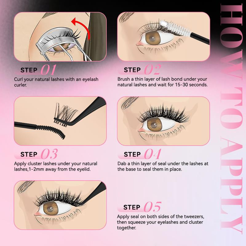 Ucoolme Lashes Cluster Bond & Seal & Remover for Girls Waterproof Longlasting Makeup 3In1 Glue