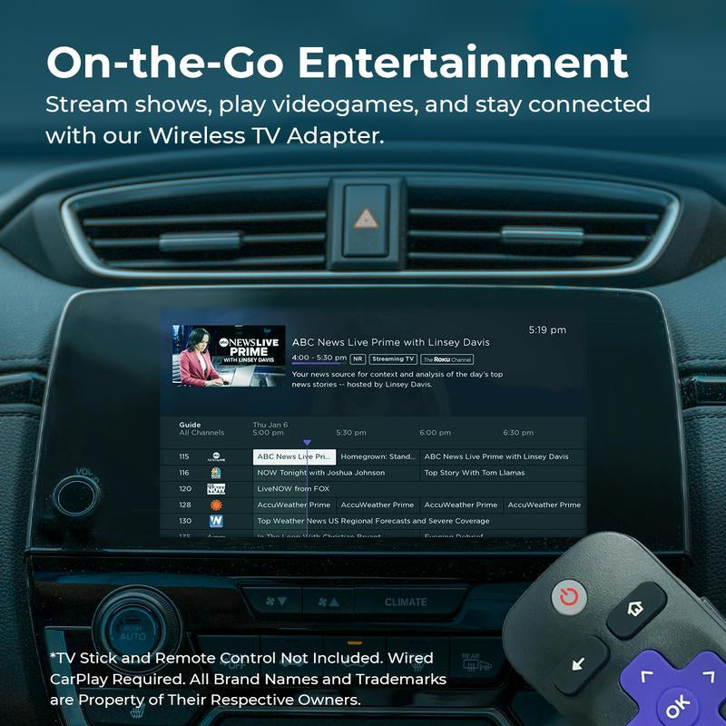 Autosky TV Adapter & Wireless Carplay/Android Auto - Adapter Which Allows TV Sticks on Your Vehicle'S Infotainment System