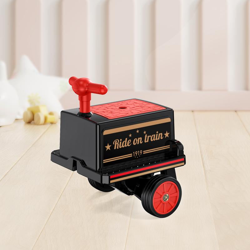 ANPABO 2-Seater Ride on Train Trackless, 12V Ride on Toy with Height-Adjustable Seat, Extra Storage, Headlight, Train Whistle & Music, Electric Car for Kids 3+ (Carriage Not Included)