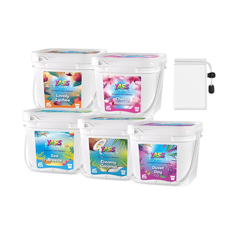 Yass Clean Sumptuous Scent Booster Laundry Beads 2.5L 1.8KG 64 Oz Cream Coconut Sea Breeze, In-Wash Scent Booster Beads That Gives a Fresh Scent Boost from Wash to Wash,Suitable for Sensitive Skin, Non-Stop Freshness up to Weeks in Storage
