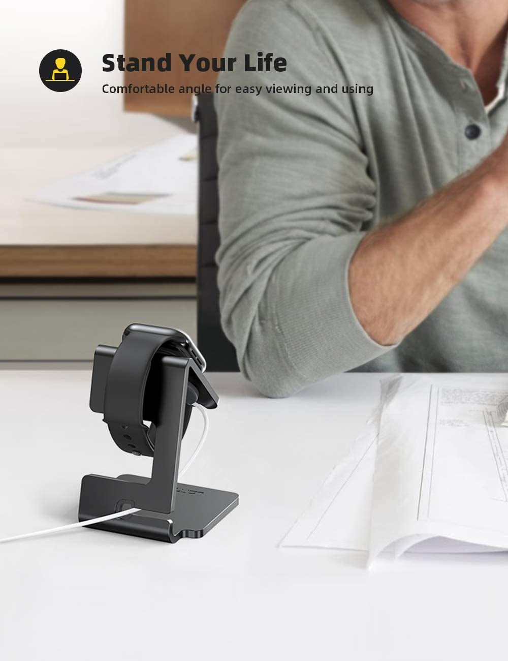 Watch Stand for Apple Watch Magnetic Fast Charger - Desk Charging Stand Holder Dock for Apple Iwatch Series SE 10 9 8 7 6 5 4 3 2 1, Series Ultra(49Mm 46Mm 45Mm 44Mm 42Mm 41Mm 40Mm 38Mm)