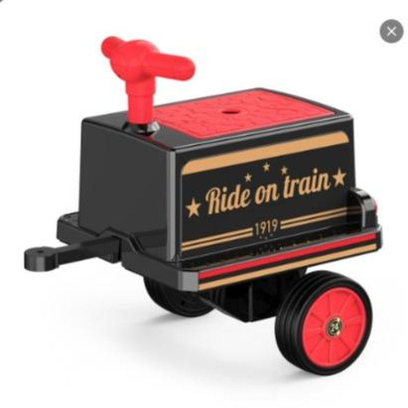 ANPABO 2-Seater Ride on Train Trackless, 12V Ride on Toy with Height-Adjustable Seat, Extra Storage, Headlight, Train Whistle & Music, Electric Car for Kids 3+ (Carriage Not Included)