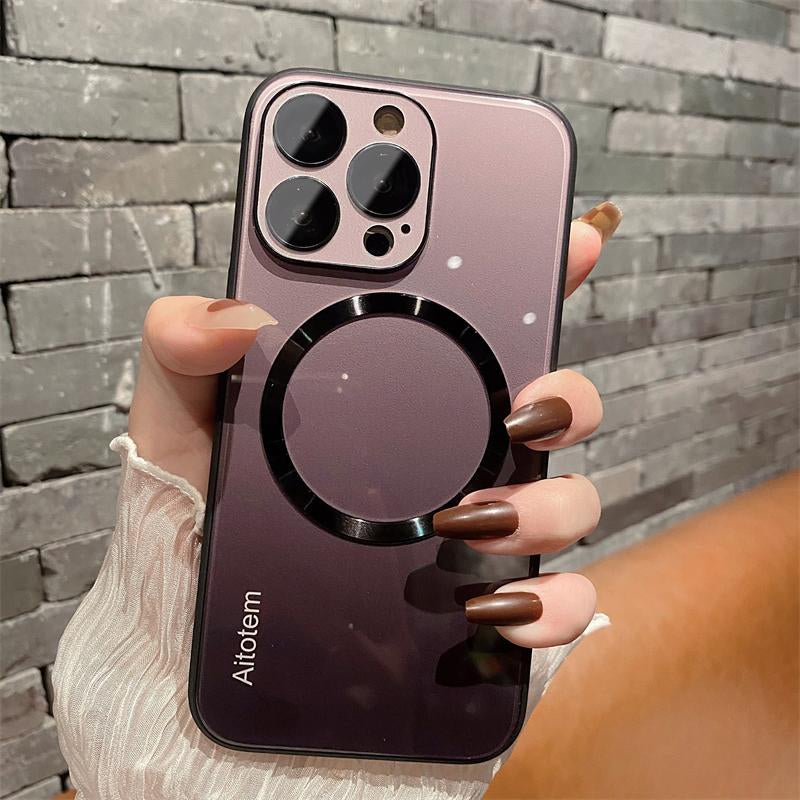 Case for Iphone 16 15 14 13 12 11 Pro Max Case, Support for Magsafe, Magnetic Wireless Charger Case, Gradient Glass Back Cover with Full Camera Lens Protector Cover