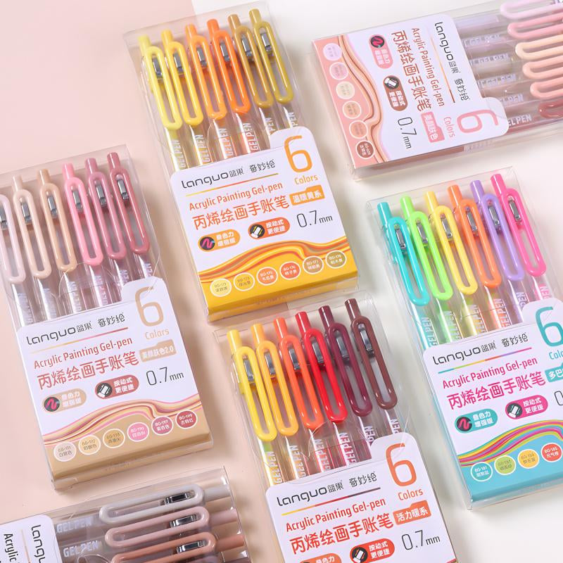 Acrylic Painting Gel Pen,Retractable 0.7Mm Tip,Rich Color Large Capacity Ink Pens,Art Supplies for Diary,Card,Diy,Coloring, Doodling, Stackable Colors, Clip Acrylic Gel Pen
