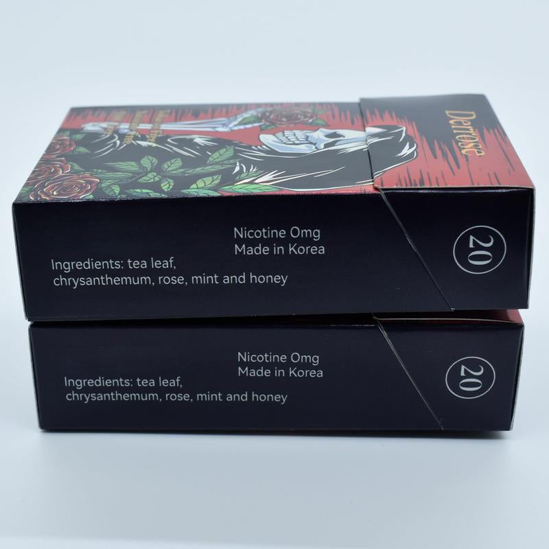2 Packs 40 Sticks, Herbal Tea Stick, Brewed for Drinking or Ignited for Inhalation, Ingredients: Tea Leaf,Chrysanthemum, Rose, Mint and Honey, Made in South Korea