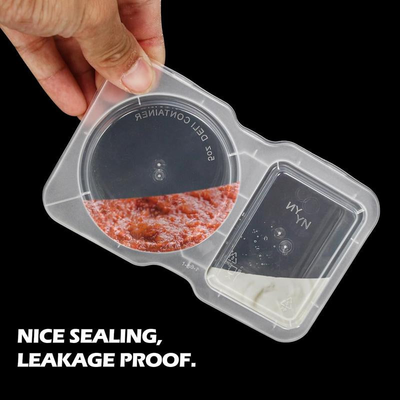 20PCS Snack Containers,2 Compartments with Lids Snack Pack Container,For Take-Out Condiments,Reusable, Microwaveable, Durable BPA -Free, Freezer and Dishwasher (20 Sets)