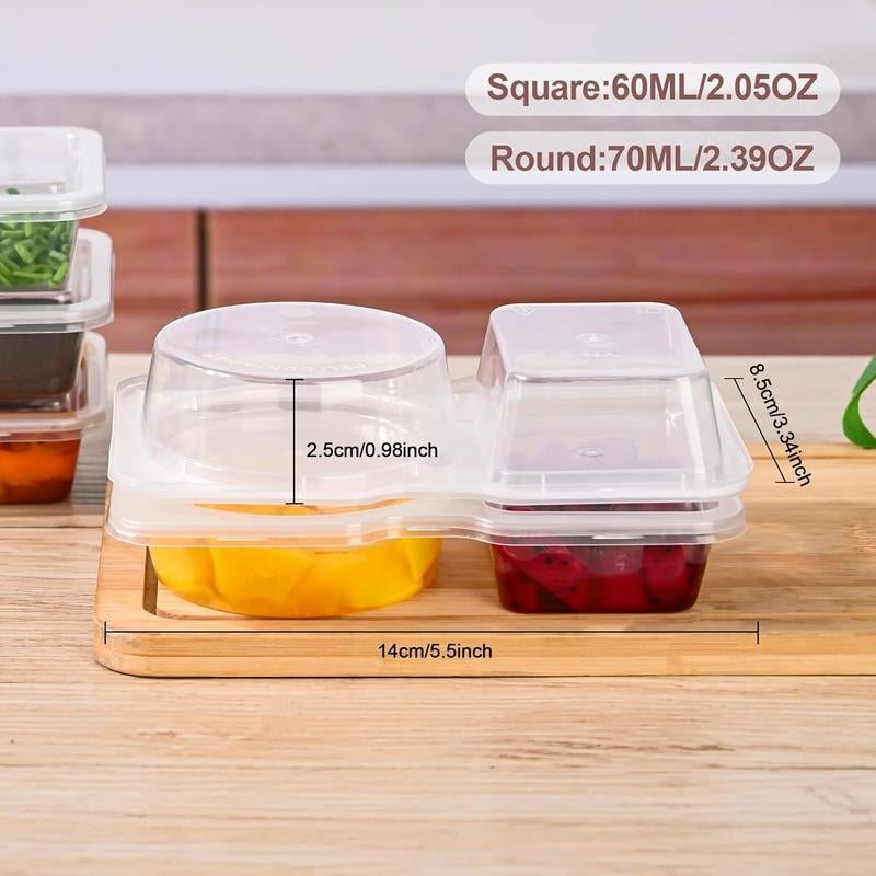 20PCS Snack Containers,2 Compartments with Lids Snack Pack Container,For Take-Out Condiments,Reusable, Microwaveable, Durable BPA -Free, Freezer and Dishwasher (20 Sets)