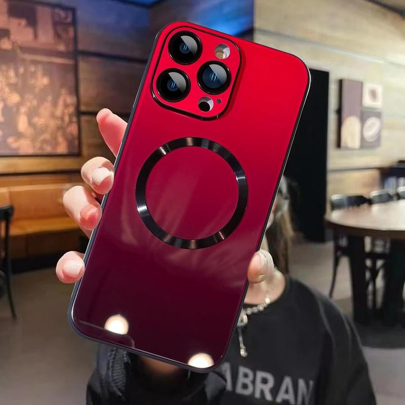 Case for Iphone 16 15 14 13 12 11 Pro Max Case, Support for Magsafe, Magnetic Wireless Charger Case, Gradient Glass Back Cover with Full Camera Lens Protector Cover