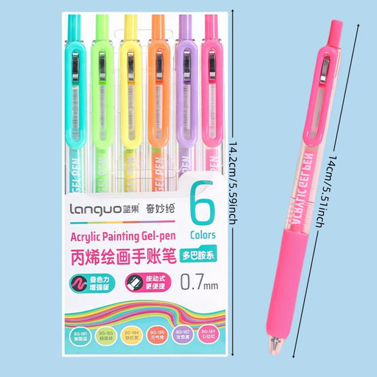 Acrylic Painting Gel Pen,Retractable 0.7Mm Tip,Rich Color Large Capacity Ink Pens,Art Supplies for Diary,Card,Diy,Coloring, Doodling, Stackable Colors, Clip Acrylic Gel Pen