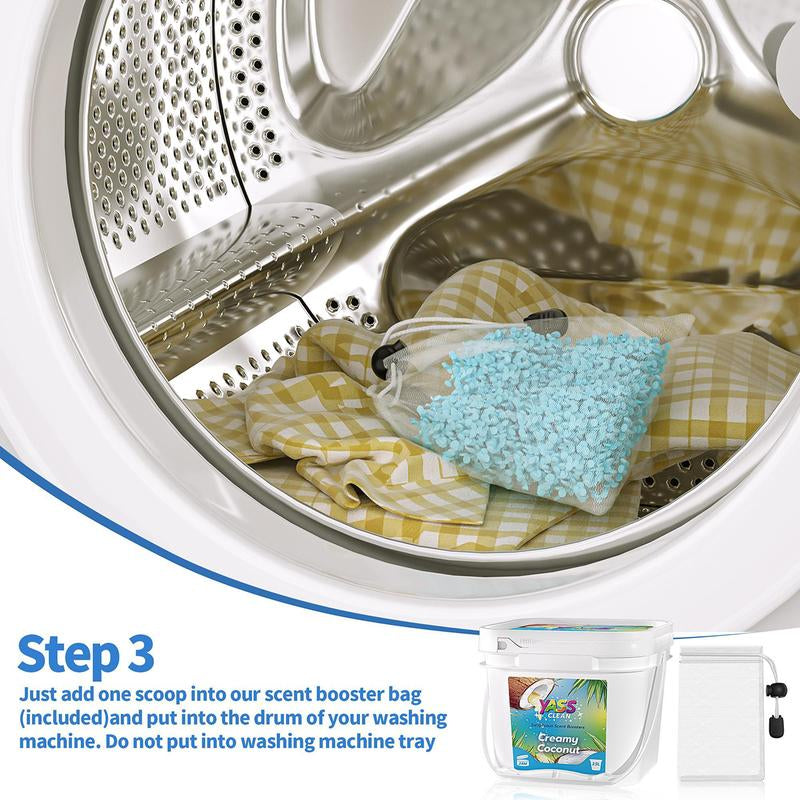 Yass Clean Sumptuous Scent Booster Laundry Beads 2.5L 1.8KG 64 Oz Cream Coconut Sea Breeze, In-Wash Scent Booster Beads That Gives a Fresh Scent Boost from Wash to Wash,Suitable for Sensitive Skin, Non-Stop Freshness up to Weeks in Storage