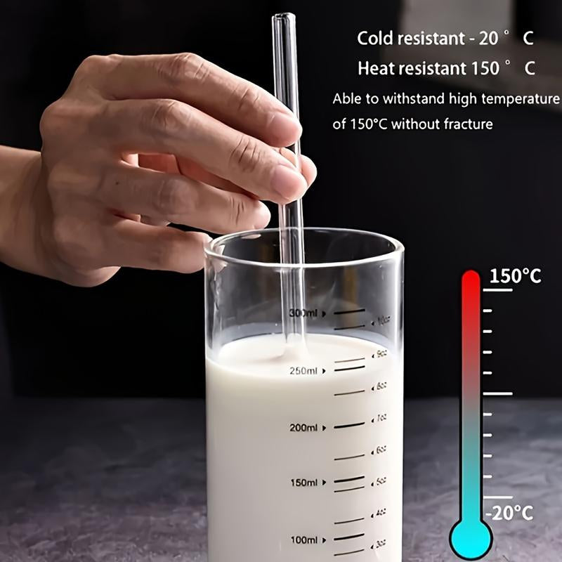 Set (12 Straws + 4 Brush) Reusable Glass Straws, Size 8.5''X10Mm, Heat Resistant High Temperature Washable Reusable Fruit Drinking Straws for Smoothies, Cocktail and Drinks