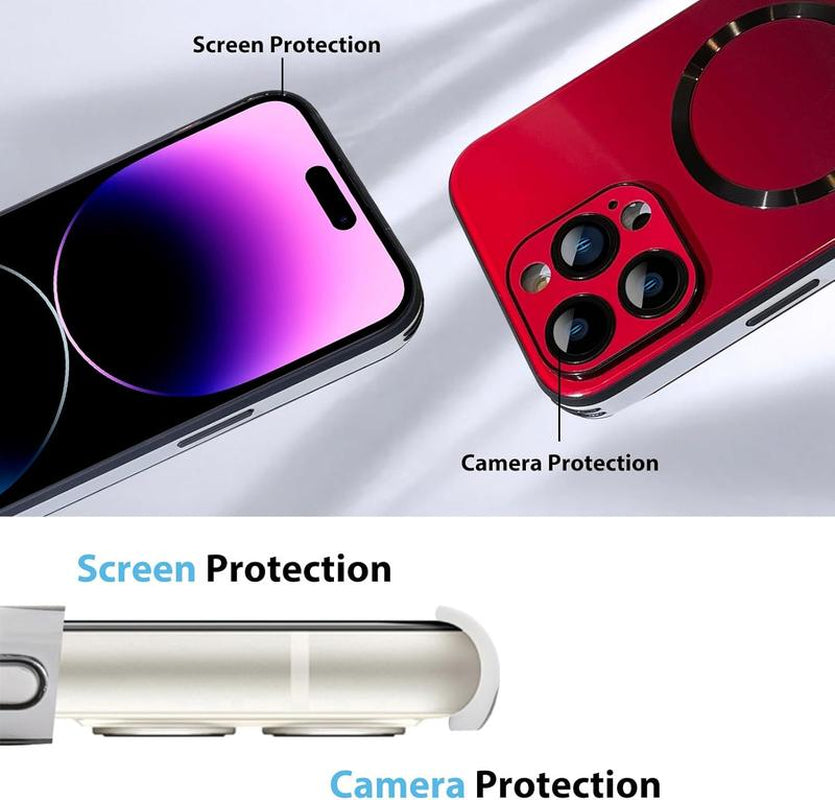 Case for Iphone 16 15 14 13 12 11 Pro Max Case, Support for Magsafe, Magnetic Wireless Charger Case, Gradient Glass Back Cover with Full Camera Lens Protector Cover