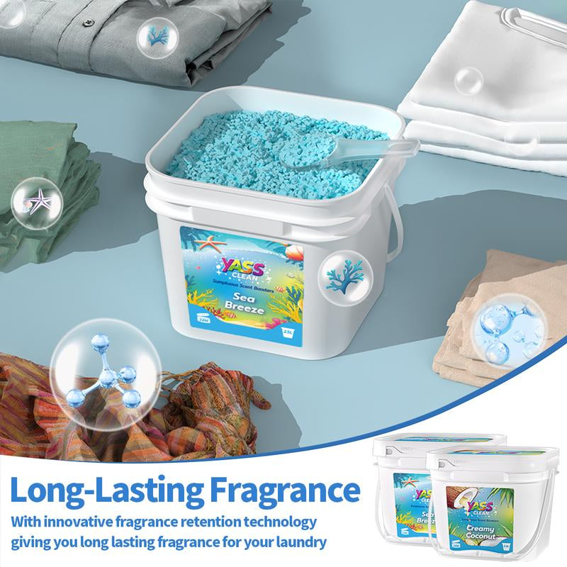 Yass Clean Sumptuous Scent Booster Laundry Beads 2.5L 1.8KG 64 Oz Cream Coconut Sea Breeze, In-Wash Scent Booster Beads That Gives a Fresh Scent Boost from Wash to Wash,Suitable for Sensitive Skin, Non-Stop Freshness up to Weeks in Storage