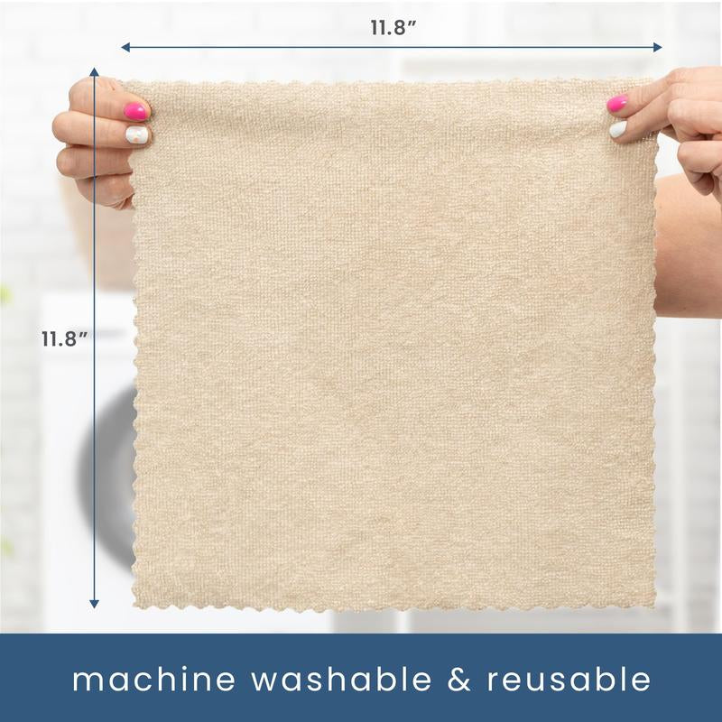 S&T INC. 50 Pack Microfiber Cleaning Cloths in Box, 11.8” X 11.8”, Oatmeal