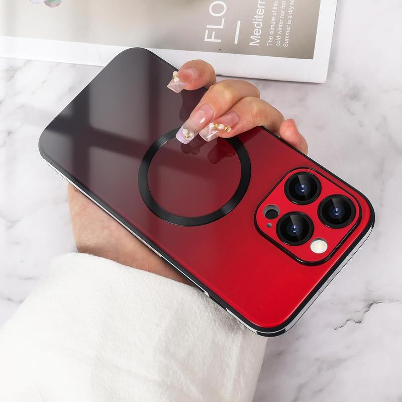 Case for Iphone 16 15 14 13 12 11 Pro Max Case, Support for Magsafe, Magnetic Wireless Charger Case, Gradient Glass Back Cover with Full Camera Lens Protector Cover