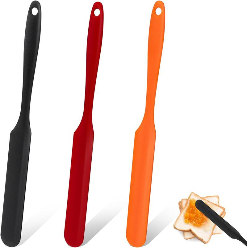 3Pcs Jar Spatula - Silicone Jar Spatula Heat Resistant Kitchen Spatulas with Long Handle - Jam Spreader Cake Cream Butter Spatulas Mixing Batter Scraper for Jars Baking Cake Icing