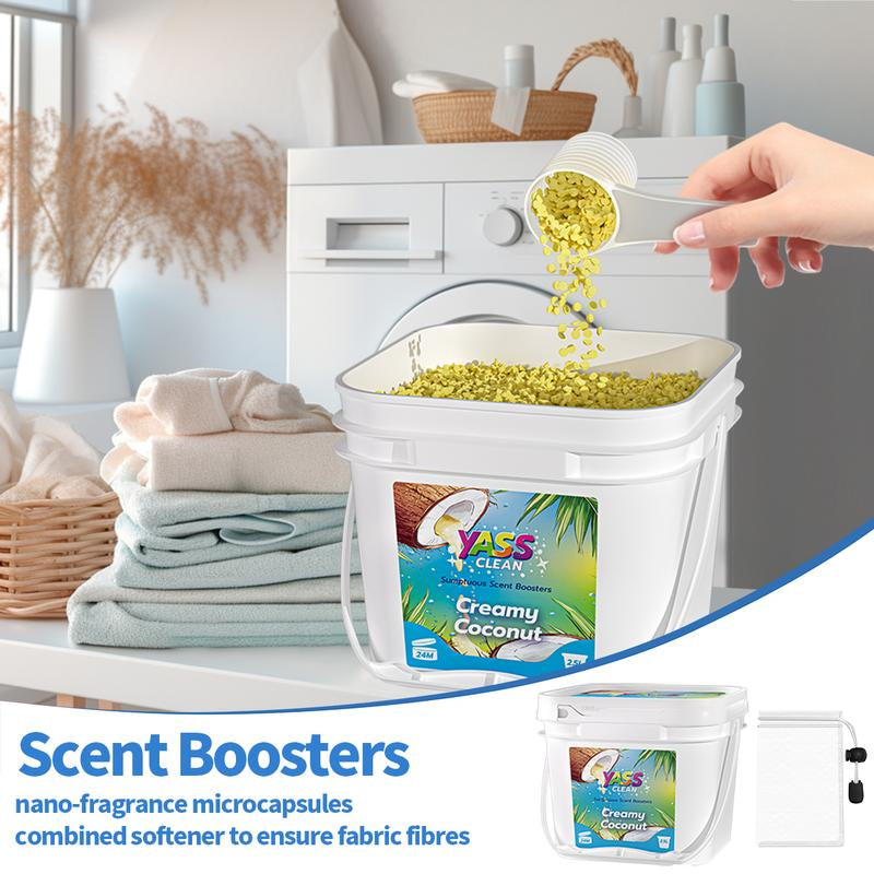 Yass Clean Sumptuous Scent Booster Laundry Beads 2.5L 1.8KG 64 Oz Cream Coconut Sea Breeze, In-Wash Scent Booster Beads That Gives a Fresh Scent Boost from Wash to Wash,Suitable for Sensitive Skin, Non-Stop Freshness up to Weeks in Storage